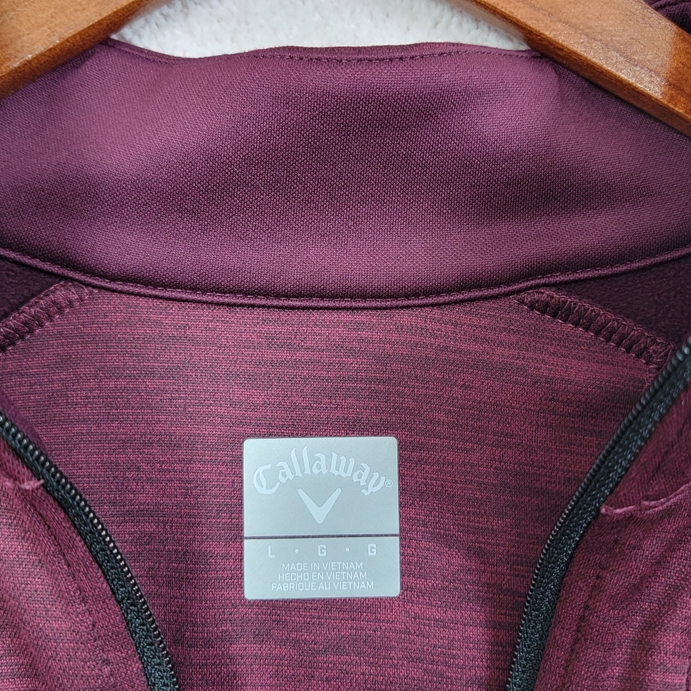 Callaway Black Fig Heather Long Sleeve Golf UPF 50 1/4 Zip Pullover Sz L - Picture 5 of 13